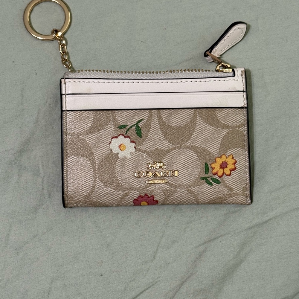 Coach Beige Floral Card Holder